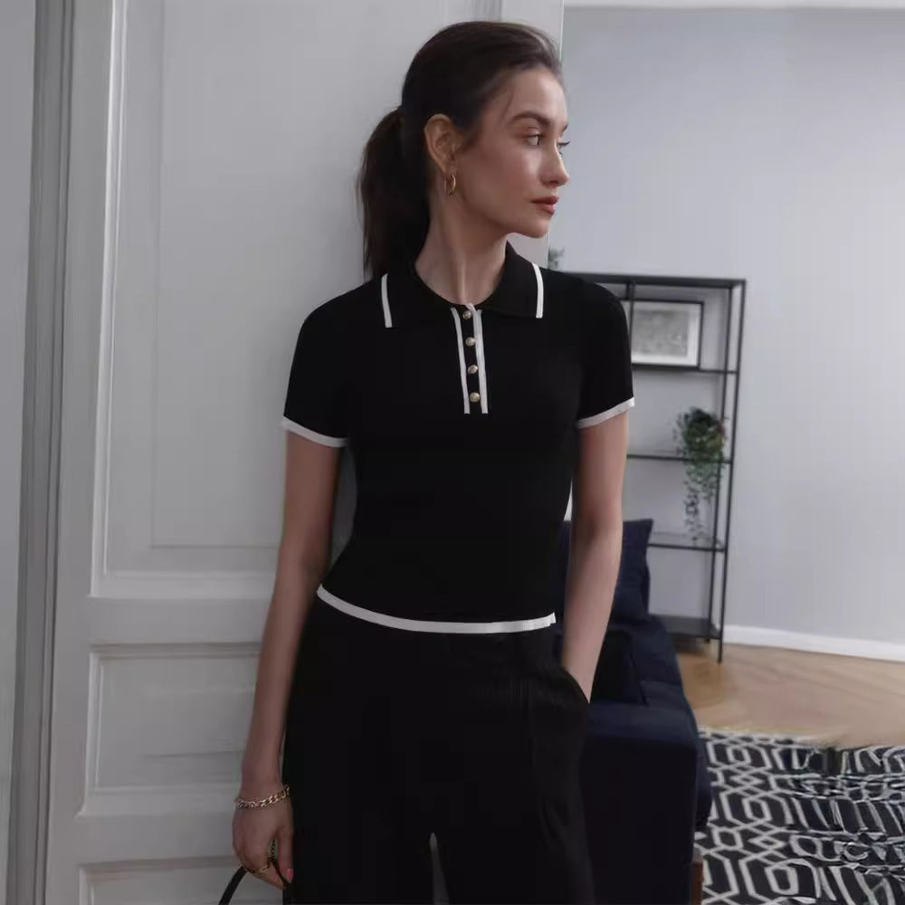 Maglietta Polo Donna - A Ribbed Preppy
