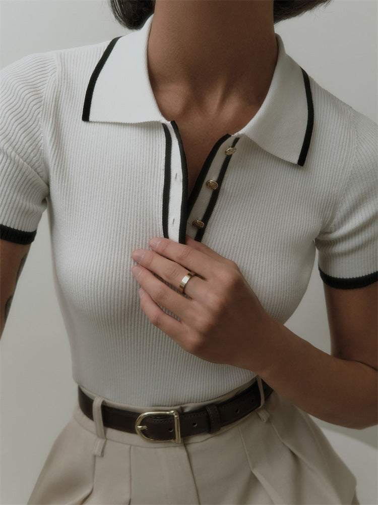 Maglietta Polo Donna - A Ribbed Preppy