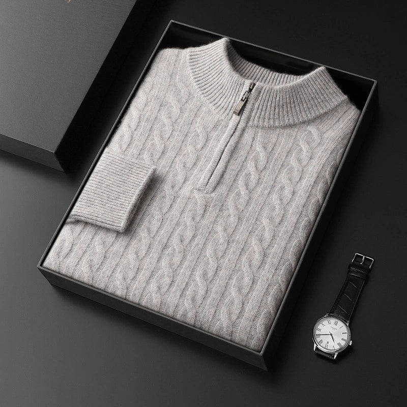 Maglione in Lana Merino Zip - Old Money®