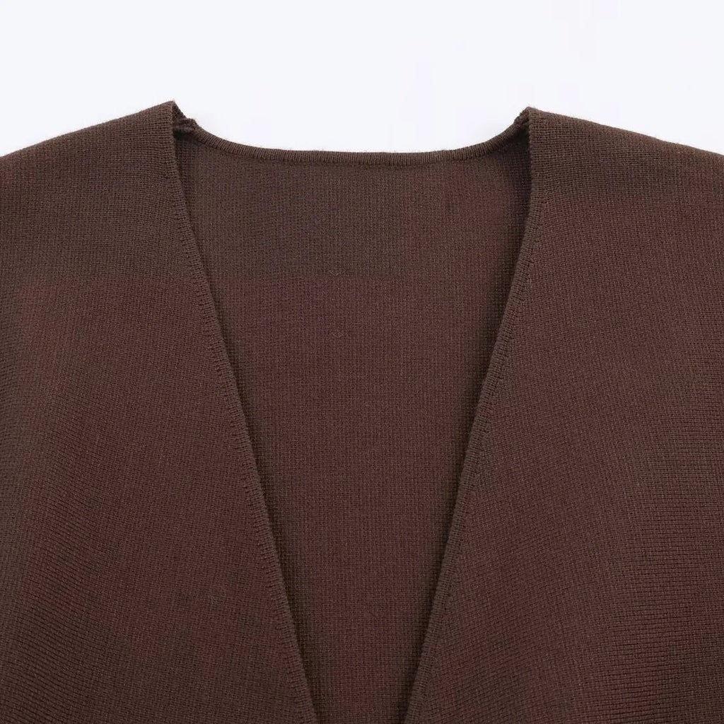 Giacca Kimono Donna con Cintura Marrone