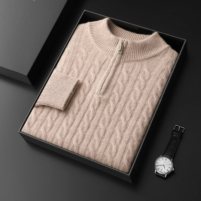 Maglione in Lana Merino Zip - Old Money®