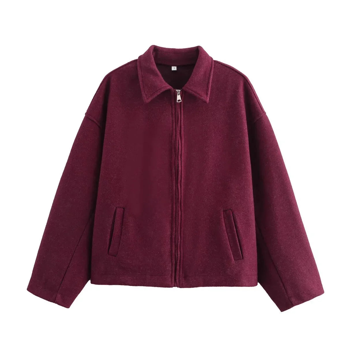 Giacca Effetto Lana Donna con Zip