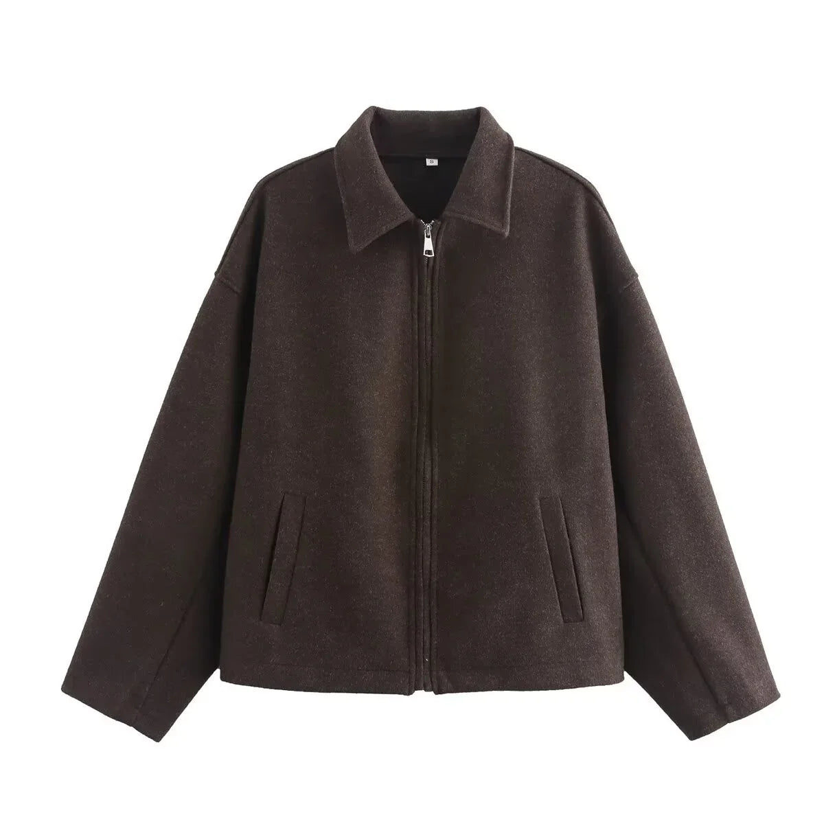 Giacca Effetto Lana Donna con Zip