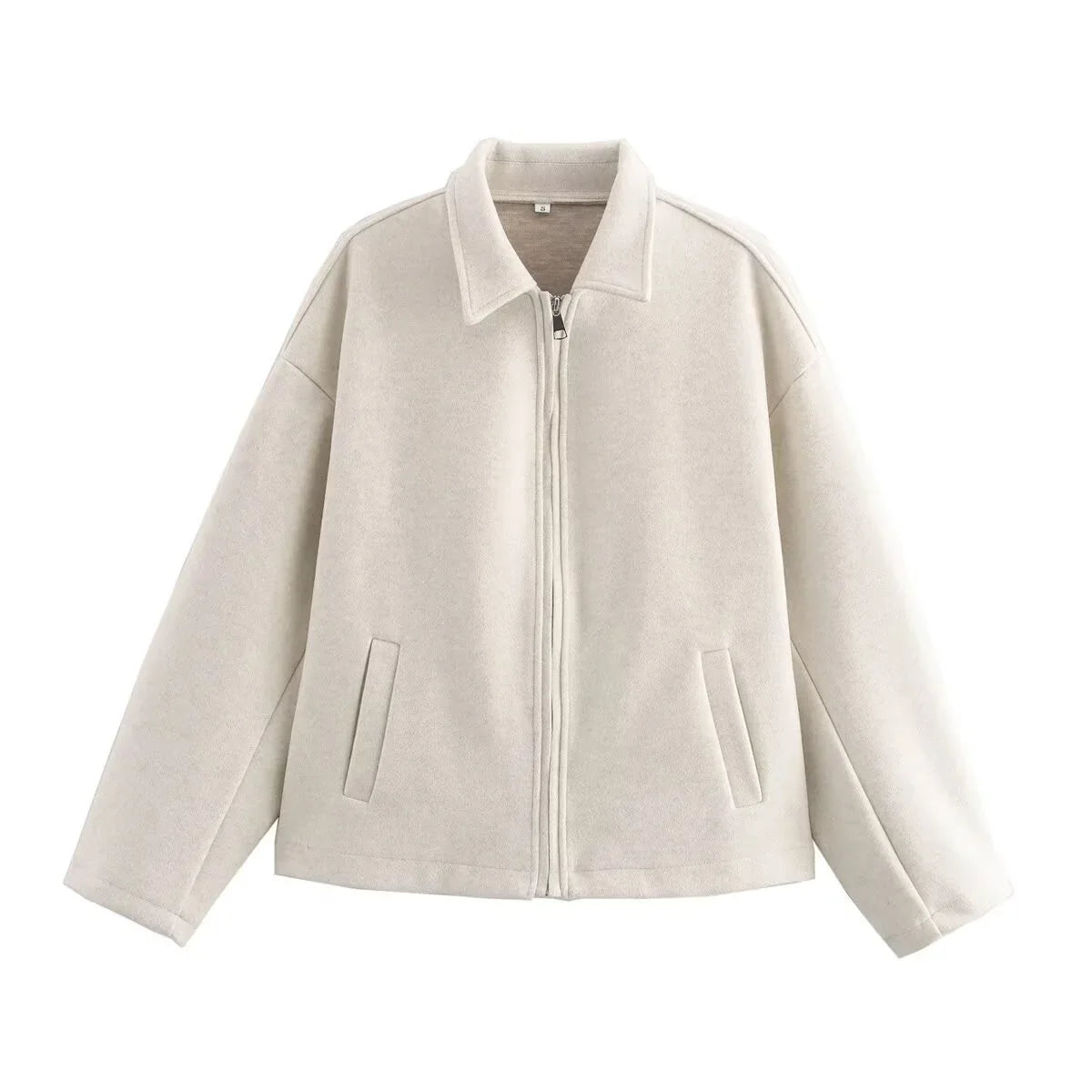 Giacca Effetto Lana Donna con Zip
