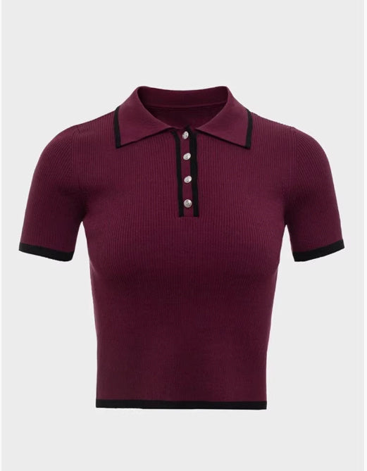 Maglietta Polo Donna - A Ribbed Preppy